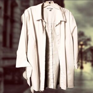 Roz & Ali Womens White Pintuck Blouse Bow Sleeve Button Up